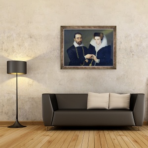 Tablou inramat - Scoala franceza - Portretul unui cuplu, 60 x 80 cm - Img 2