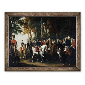 Tablou inramat - Scoala germana - intoarcerea regelui Frederic al II-lea de la Preussen von Manoever, 60 x 80 cm