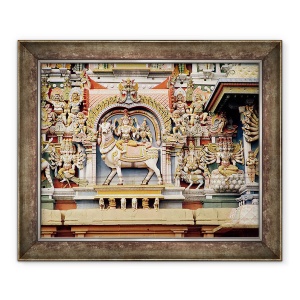 Tablou inramat - Scoala Indiana - Relief ilustrand Shiva si Parvati calarind pe Nandi, 70 x 85 cm