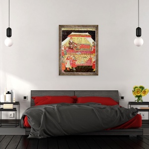 Tablou inramat - Scoala Islamica - Scena harem, ilustrare din Shahnama Cartea Regilor, 70 x 90 cm - Img 3