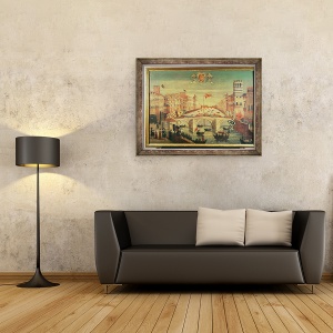 Tablou inramat - Scoala Italiana - Jocul Podului din Pisani, 60 x 80 cm - Img 2