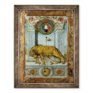 Tablou inramat - Scoala Italiana - Lupul care alapteaza Romulus si Remus, 70 x 90 cm