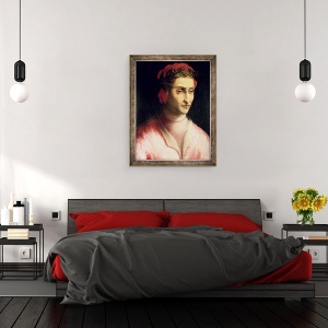 Tablou inramat - Scoala Italiana - Portret De Dante Alighieri 1265-1321, 70 x 90 cm - Img 3