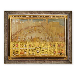 Tablou inramat - Scoala Italiana - Turneu in Piazza del Campo, Siena, 70 x 90 cm
