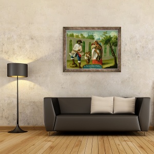 Tablou inramat - Scoala Mexicana - Un cuplu Arvarrasado si Barsino indian cu copiii lor, 60 x 80 cm - Img 2