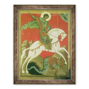 Tablou inramat - Scoala Novgorod - Icoana Sfantului Gheorghe si Dragonului, 60 x 80 cm