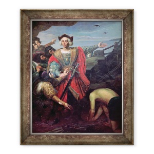 Tablou inramat - Scoala Spaniola - Cristofor Columb, la bordul caravelei sale, 70 x 85 cm