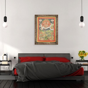 Tablou inramat - Scoala tibetana - Thangka din Paradisul lui Amitabha, 70 x 90 cm - Img 3