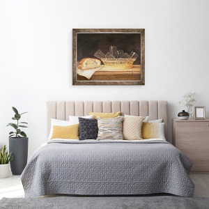 Tablou inramat - Sebastian Stoskopff - Cos cu Ochelari si Placinta, 70 x 90 cm - Img 3