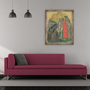 Tablou inramat - Simone dei Crocifissi - Sfantul Bernard Tolomeo 1272-1348 dand Regula Ordinului sau, 50 x 60 cm - Img 2