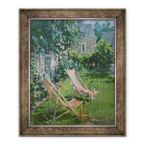 Tablou inramat - Susan Ryder - sezlonguri la Coudray, 70 x 85 cm
