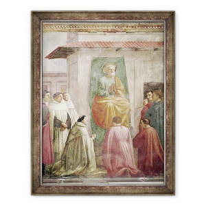 Tablou inramat - T. Masaccio - Sfantul Petru pe tron, de la invierea Fiului lui Teofil, si Sfantul Petru intronat ca Prim Episcop al Antiohiei, 60 x 80 cm