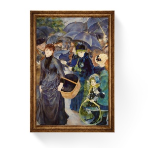 Tablou Inramat - The Umbrellas, Umbrelele, Renoir, Rama Auriu, 60 x 90 cm