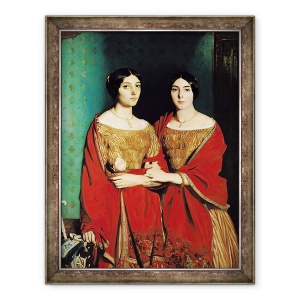 Tablou inramat - Theodore Chasseriau - Cele Doua Surori sau Mesdemoiselles Chasseriau, Marie-Antoinette-Adele 1810-69 si Genevieve Aline 1822-71 surorile artistului, 70 x 90 cm