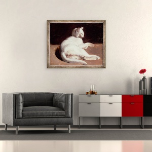 Tablou inramat - Theodore Gericault - Pisica Alba, 50 x 60 cm - Img 2