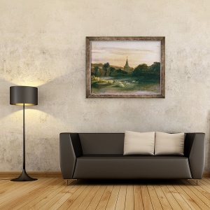 Tablou inramat - Thomas Churchyard - Biserica Stoke Poges ulei pe panou, 60 x 80 cm - Img 2