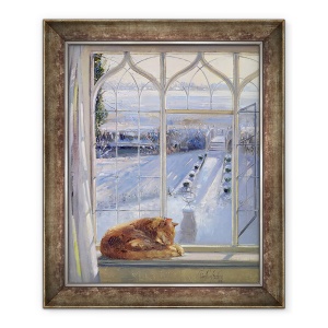 Tablou inramat - Timothy Easton - Cadran solar si pisica, 50 x 60 cm