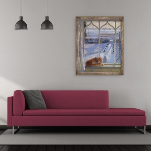 Tablou inramat - Timothy Easton - Cadran solar si pisica, 50 x 60 cm - Img 2
