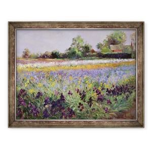 Tablou inramat - Timothy Easton - Iris Field si doua casute, 60 x 80 cm