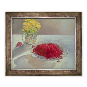 Tablou inramat - Timothy Easton - Natura moarta cu coacaze rosii si galbenele, 50 x 60 cm