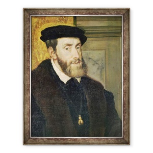 Tablou inramat - Titian - Detaliu al Portretului imparatului Carol V 1488-1576 1548 ulei pe panza, 60 x 80 cm