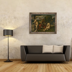 Tablou inramat - Titian - Le Concert Champetre Concert in aer liber, 70 x 90 cm - Img 2