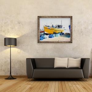 Tablou inramat - Tony Fandino - Barci de pescuit pe plaja din Hastings III, 70 x 90 cm - Img 2