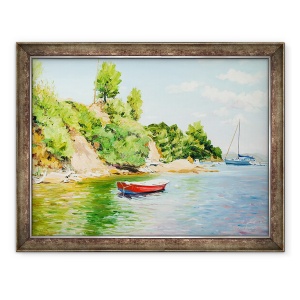 Tablou inramat - Tony Fandino - Barci la Skiathos II, 70 x 90 cm