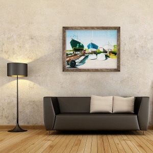 Tablou inramat - Tony Fandino - Barci la Skiathos IV, 70 x 90 cm - Img 2