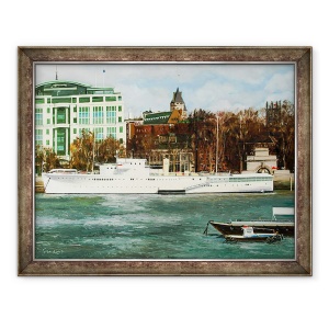 Tablou inramat - Tony Fandino - HQS Wellington, ancorat in raul Tamisa, 60 x 80 cm