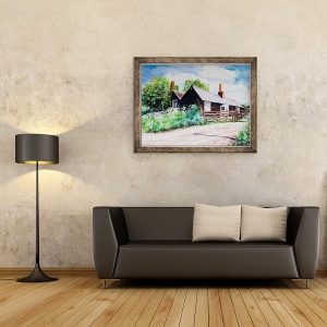 Tablou inramat - Tony Fandino - Poarta si case in Chislehurst, 70 x 90 cm - Img 2