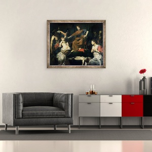 Tablou inramat - Valentin de Boulogne - Judecata lui Solomon, 50 x 60 cm - Img 2