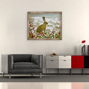 Tablou inramat - Vanessa Bowman - Iepurele asezat in zapada, 50 x 60 cm - Img 2