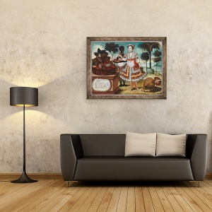 Tablou inramat - Vicente Alban - Femeie nobila cu sclavul ei negru, 70 x 90 cm - Img 2
