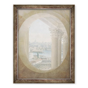 Tablou inramat - Victor Jean Nicolle - Vedere de Pont Neuf de la fereastra de ochi de taur a Luvru, 60 x 80 cm