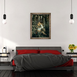 Tablou inramat - Victor Mikhailovich Vasnetsov - Printul Ivan pe Lupul Gri, 70 x 90 cm - Img 3