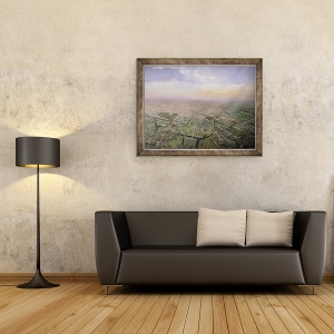 Tablou inramat - Victor Navlet - Vedere generala a Parisului dintr-un balon cu aer cald, 60 x 80 cm - Img 2