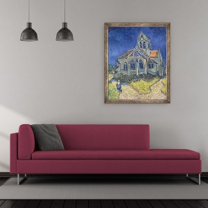 Tablou inramat - Vincent van Gogh - Biserica de la Auvers-sur-Oise, 50 x 60 cm - Img 2