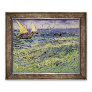 Tablou inramat - Vincent van Gogh - Peisaj marin la Saintes-Maries vedere spre Marea Mediterana 1888, 50 x 60 cm