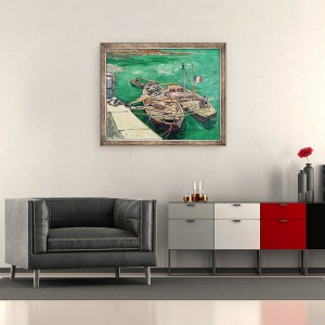 Tablou inramat - Vincent van Gogh - Stadiul de aterizare cu barci, 50 x 60 cm - Img 2