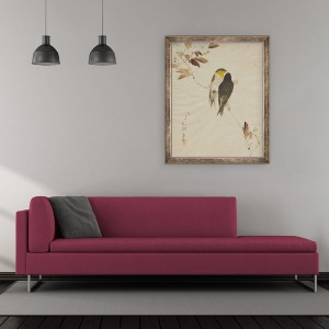 Tablou inramat - Watanabe Seitei - Pasari pe o Branchm, 50 x 60 cm - Img 2