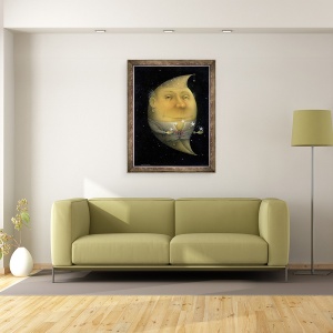 Tablou inramat - Wayne Anderson - Jonggling Crescent Moon creion si creion colorat pe hartie, 60 x 80 cm - Img 2