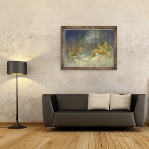 Tablou inramat - Wayne Anderson - Lupta Dragoni, 60 x 80 cm - Img 2