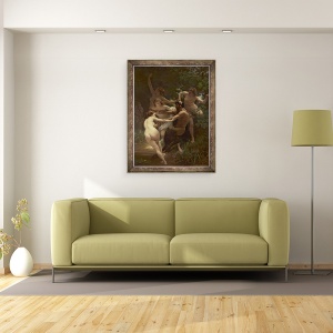 Tablou inramat - William-Adolphe Bouguereau - Nimfe si satyr, 60 x 80 cm - Img 2