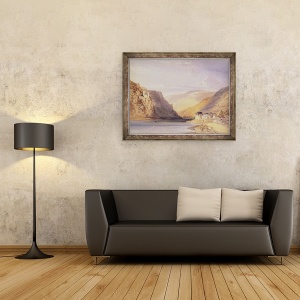 Tablou inramat - William Callow - Rinul la Assmannshausen, 70 x 90 cm - Img 2