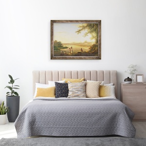 Tablou inramat - William Hodges - Podul Marmalong, cu un Sepoy si Bastinasii in prim-plan, 70 x 90 cm - Img 3