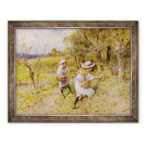 Tablou inramat - William Stephen Coleman - Culegatorii de Primrose, 60 x 80 cm