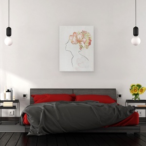 Tablou canvas - Abstract, Barbat, Femeie, Flori, Pictura, 50 x 70 cm - Img 3