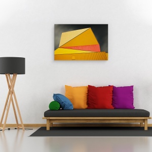 Tablou canvas - Acoperisul Galben, Cladire, Arhitectura, Cubism, 60 x 90 cm - Img 2