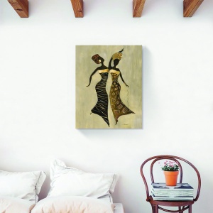 Tablou decorativ modern living afro-figurativ pe canvas, galben 40x50 cm